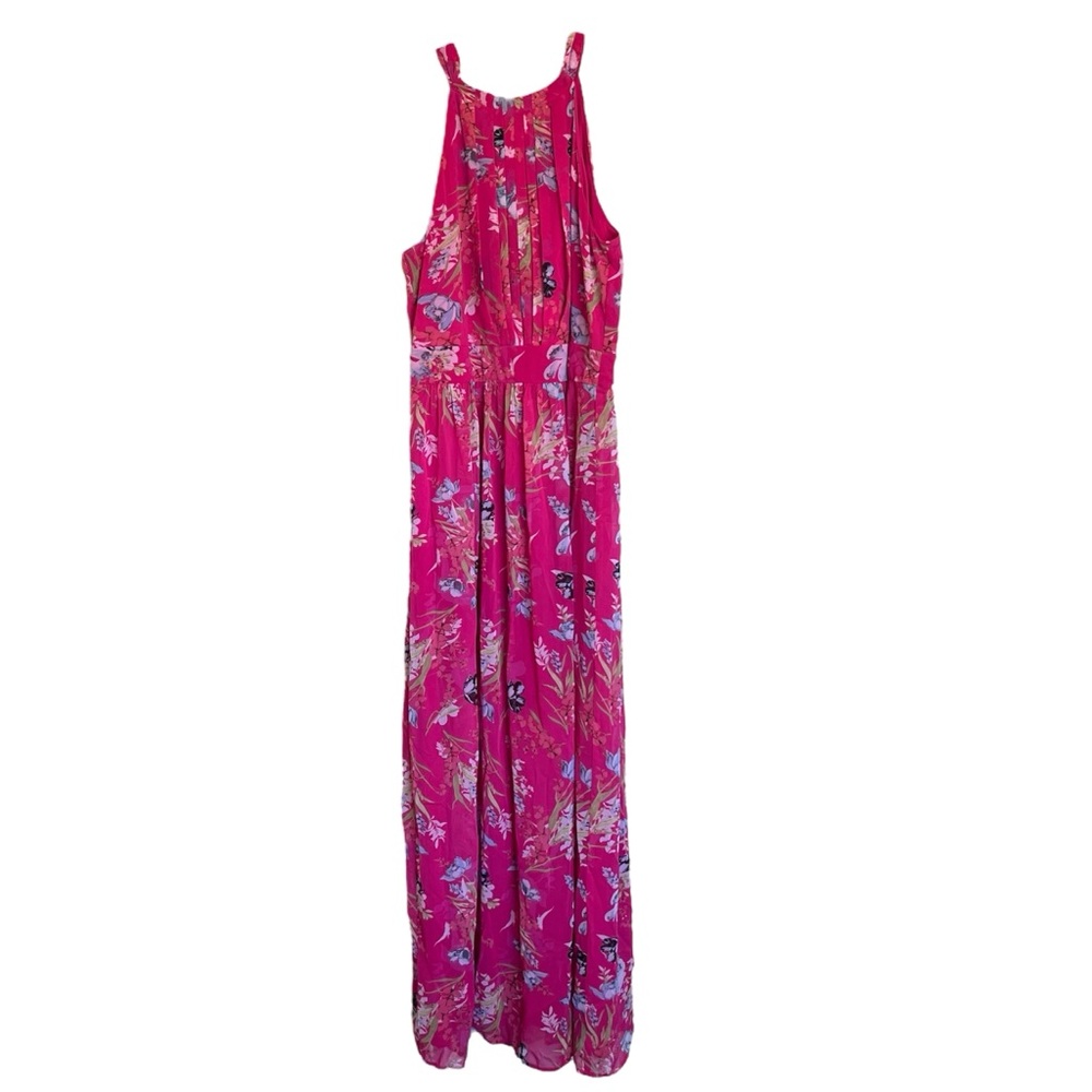 Vibrant Pink Floral Maxi Dress